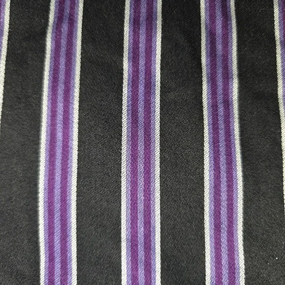 Westbound Wrinkle-Free Pinstripe Button Shirt Woman's Size 14 Shirt Purple Black - Picture 4 of 7